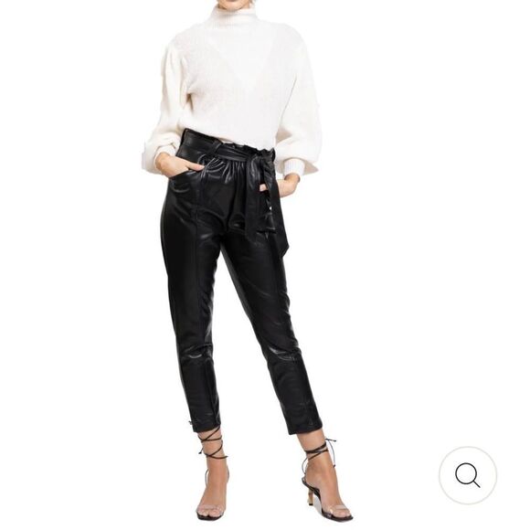 BISHOP +‎ YOUNG
HARPER WOMENS VEGAN LEATHER HIGH WAIST PAPERBAG PANTS sz M new! - Picture 1 of 9